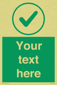 Custom green background, green tick in circle sign